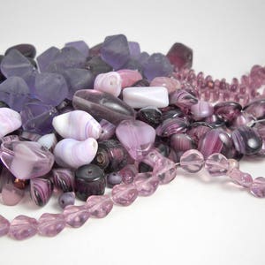 COLOR STORY Purples.  A Variety of Beads in Different Shades , Textures, Sizes, and Shapes