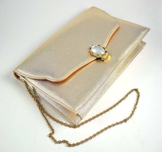 Ande Gold Lame Evening Clutch Vintage with Option… - image 1