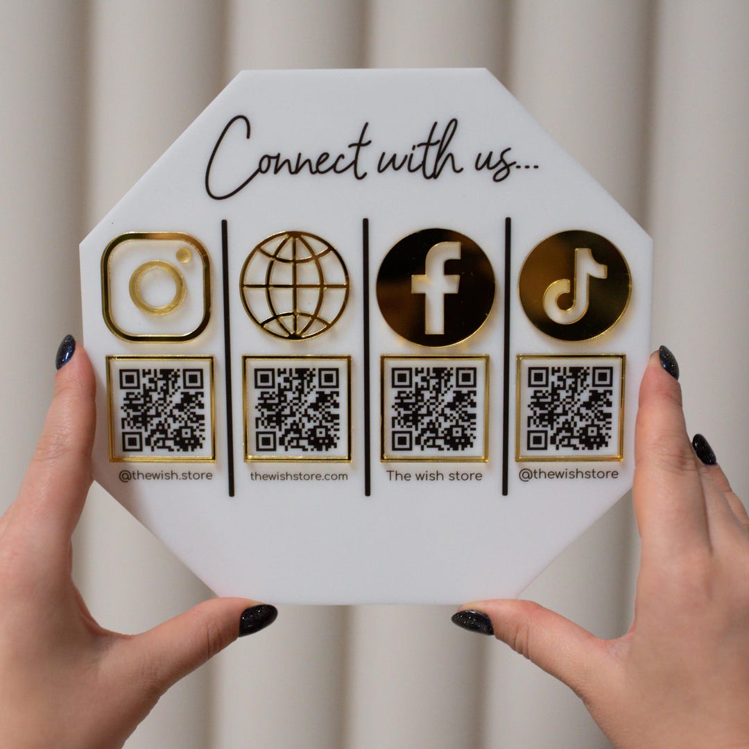Multi QR Code Business Social Media Sign, QR Code Acrylic Sign, Custom ...