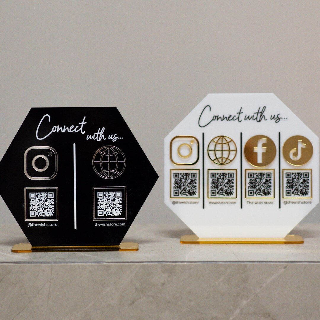 Multi QR Code Business Sign, QR Code Display Sign Acrylic, Let’s Get ...