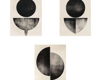 Mid Century Modern Geometric Print Set, Abstract Wall Art (Digital Download)