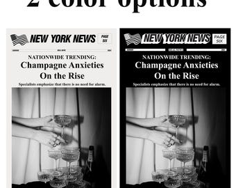 Impressão de jornal Champagne Anxieties, pôster do New York News (download digital)