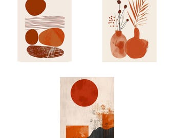 Abstract Circles Print Set, Mid-Century Modern Art (Digital Download)