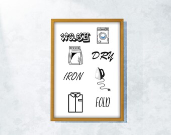Farmhouse Laundry Room Art: Wash, Dry, Fold Printable (Digital Download)