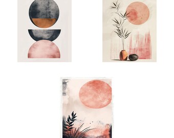 Abstract Shapes Art Print, Earth Tone Terracotta, Mid Century Modern (Digital Download)