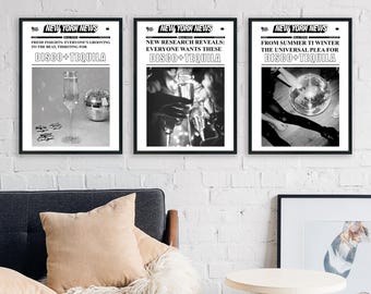 New York News Poster Set, Disco Tequila Print (Instant Download)