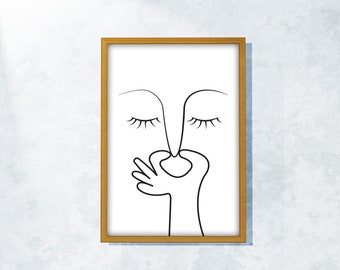Affiche drôle de salle de bain : impression d'art au trait minimaliste (téléchargement numérique)