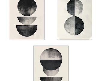 Abstract Geometric Art Prints, Modern Shapes Set of 3 (Digital Download)