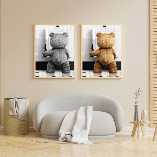 Ted Movie poster, Bathroom Wall Art, Funny Wall Art, Digital Download, Teddy Bear