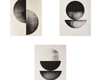 Abstract Geometric Art Prints, Minimalist Home Decor, Set of 3 (Digital Download)