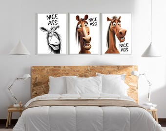 Funny Donkey "Nice Ass" Print: Trendy Bathroom Wall Art (Digital Download)