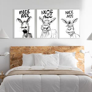 Funny Donkey Bathroom Art Print: "Nice Ass" Humor (Digital Download)