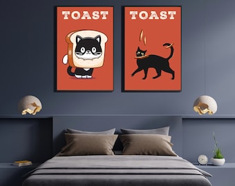 Funny Black Cat Art Print: Kitten Wall Decor (Digital Download)