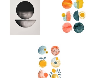 Modern Boho Wall Art, Beige Geometric Prints Set (Digital Download)