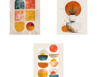 Modern Farmhouse Print Set, Neutral Abstract Art (Digital Download)