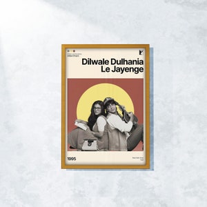 Dilwale Dulhania Le Jayenge Film poster Wood Frame, Shah Rukh Khan, Kajol, Modern Bollywood Film Poster