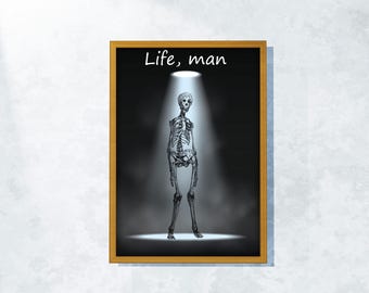 Vintage Skeleton Art Print: Funny Halloween Decor (Digital Download)