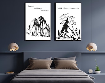 Vintage Mountain Prints: Retro Hiking Decor, Set of 2 (Digital Download)