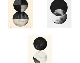 Mid Century Modern Shapes Art Print, Neutral Boho Decor (Digital Download)