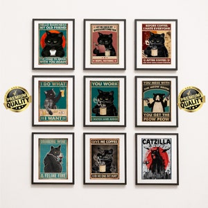 9 Cats Digital Wall Art Download  Digital Download Print, Retro Wall Decor, Downloadable Prints, Pet Print, DIGITAL DOWNLOAD