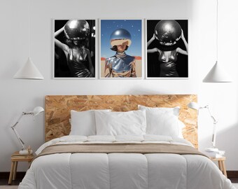 Silver Disco Ball Prints, Set of 3, Trendy Dorm Art (Digital Download)