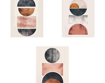 Mid Century Modern Geometric Print, Minimalist Half Circle Art (Digital Download)