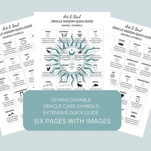 Aide-mémoire complet pour cartes Oracle et tarot, lot de 6 pages |  120 symboles qui ont une signification | Téléchargement instantané du PDF