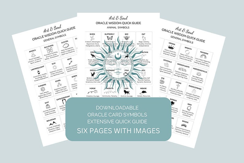 Oracle Card Extensive Cheat Sheet, 6 Page Bundle 120 Symbols With ...