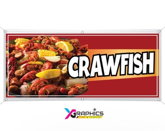 Crawfish Vinyl Banner advertising Sign Full color indoor outdoor Seafood Food