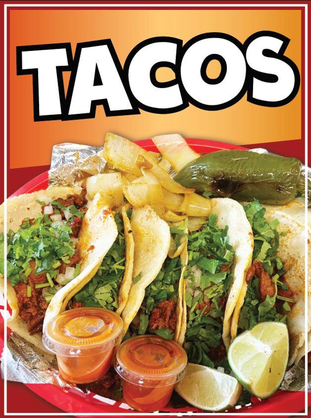 Tacos Sign Decal Window Sticker Mexican Food Truck Concession Vinyl ...