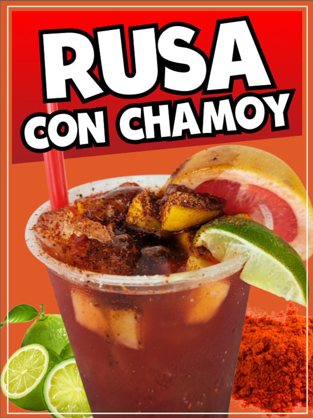 Rusa Con Chamoy Sticker Window Sticker Mexican Drinks Truck Concession ...
