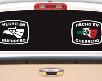 Hecho en Guerrero letters Decal Car Window Laptop Flag Vinyl Sticker Mexico GRO Mexican Sticker, Trucking, Trokiando Trucks decal MX Mex