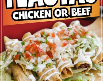 Flautas Sticker Window Decal Truck Concession Vinyl Restaurant Wall poster Sticker Food Decal Flautas Signs