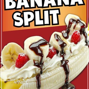 Banana Split Sign Decal Window Sticker Truck Concession Vinyl Restaurant Banana Split Sign