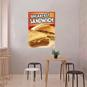 Breakfast Sandwich Sign Decal Window Sticker Food Truck Concession ...