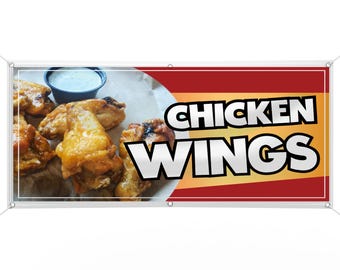 Chicken Wings Vinyl Banner advertising Sign Full color any size Indoor Outdoor Advertising Vinyl Sign With Metal Grommets Alitas Sign