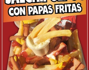 Salchipulpos con Papas Fritas Sticker Window Decal Truck Concession Vinyl Restaurant Wall poster Sticker Food Decal