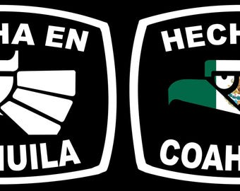 Hecha en Coahuila letters Decal Car Window Laptop Flag Vinyl Sticker Mexico GTO Mexican Sticker, Trucking, Trokiando Trucks decal MX Coah
