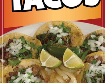 Tacos Decal Window Sticker Mexican Food Truck Concession Vinyl Restaurant