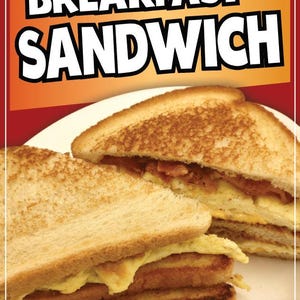 Breakfast Sandwich Sign Decal Window Sticker Food Truck Concession ...