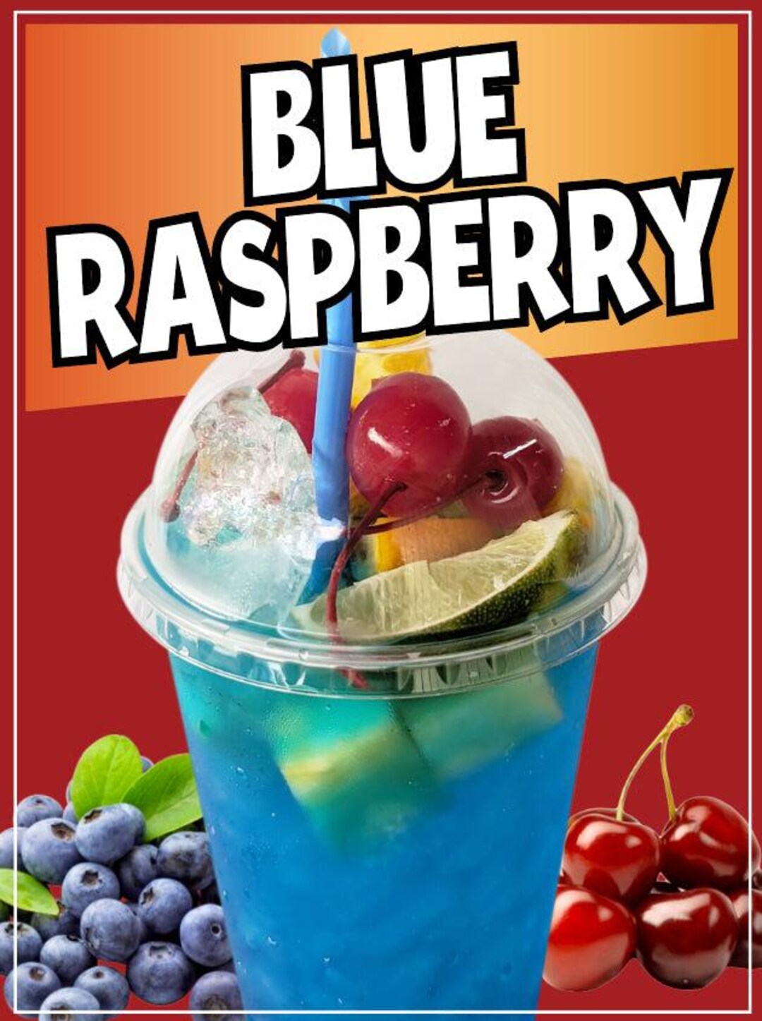 Blue Raspberry Reign Logo Sticker Blue Raspberry Sticker Window Sticker Mexican Drink Truck Concession ...