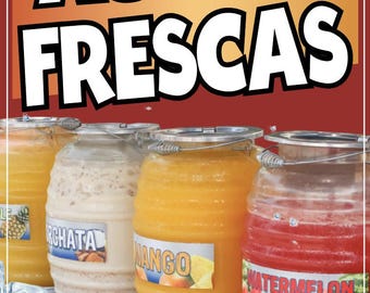 Aguas Frescas Decal Window Sticker Mexican Food Truck Concession Vinyl Restaurant Mexican Horchata