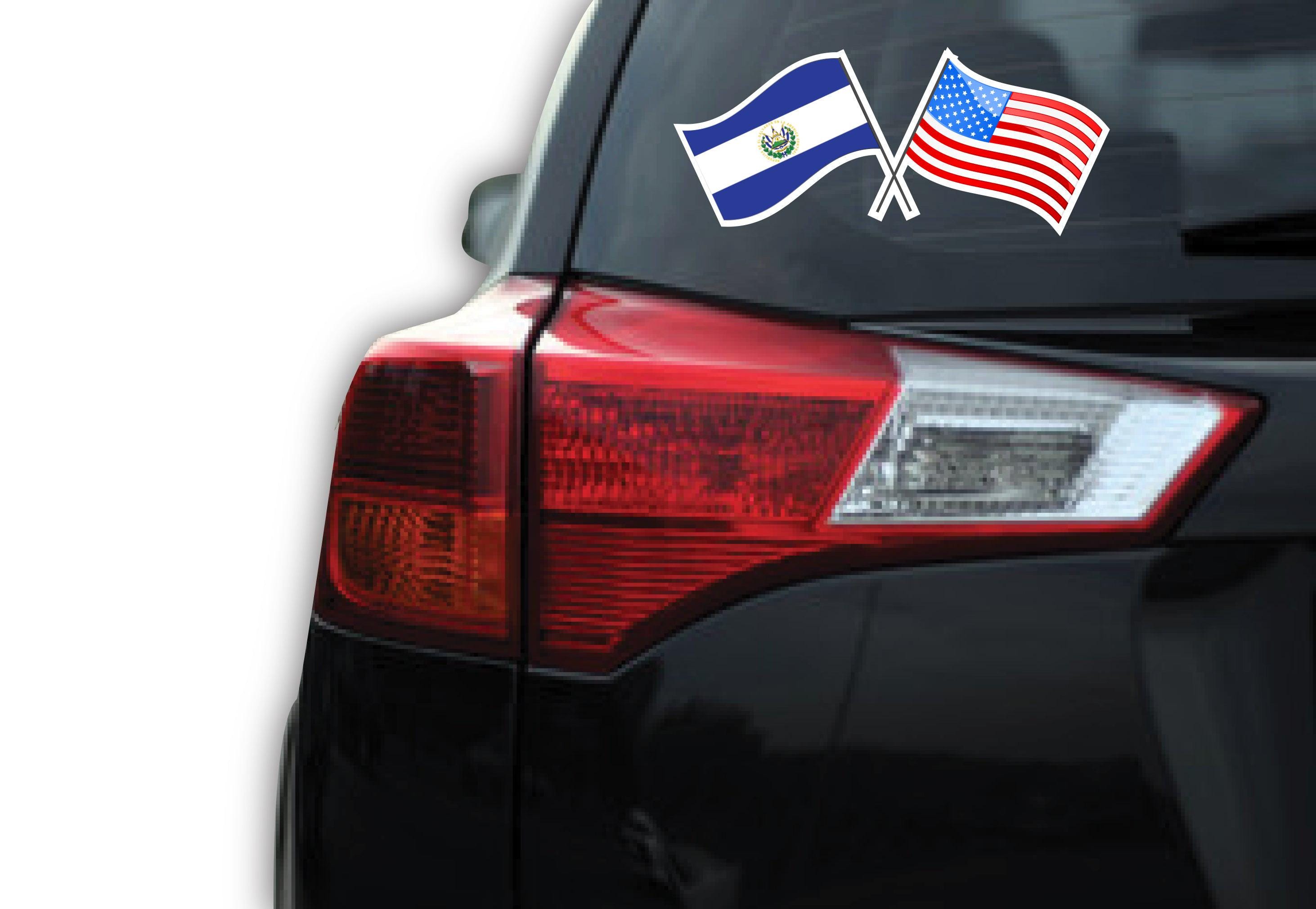 El Salvador USA Unity Flags Decal Car Window Laptop Vinyl Sticker Salvadorian