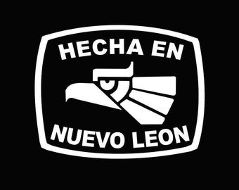 Hecha en Nuevo Leon letters Decal Car Window Laptop Flag Vinyl Sticker Mexico Mexican Sticker, Trucking, Trokiando Trucks decal MX NL