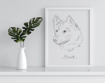 Custom Digital Pet Portrait Head, Custom Line Art Portrait, Pet Portrait Drawing, Sketches From Photo, Personalized Gifts, Dog Portrait