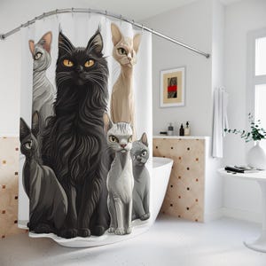 Funny Cat Shower Curtain: Whimsical Kitten Bathroom Decor