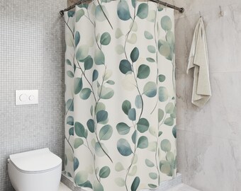 Eucalyptus Botanical Shower Curtain: Boho Minimalist Bathroom Decor