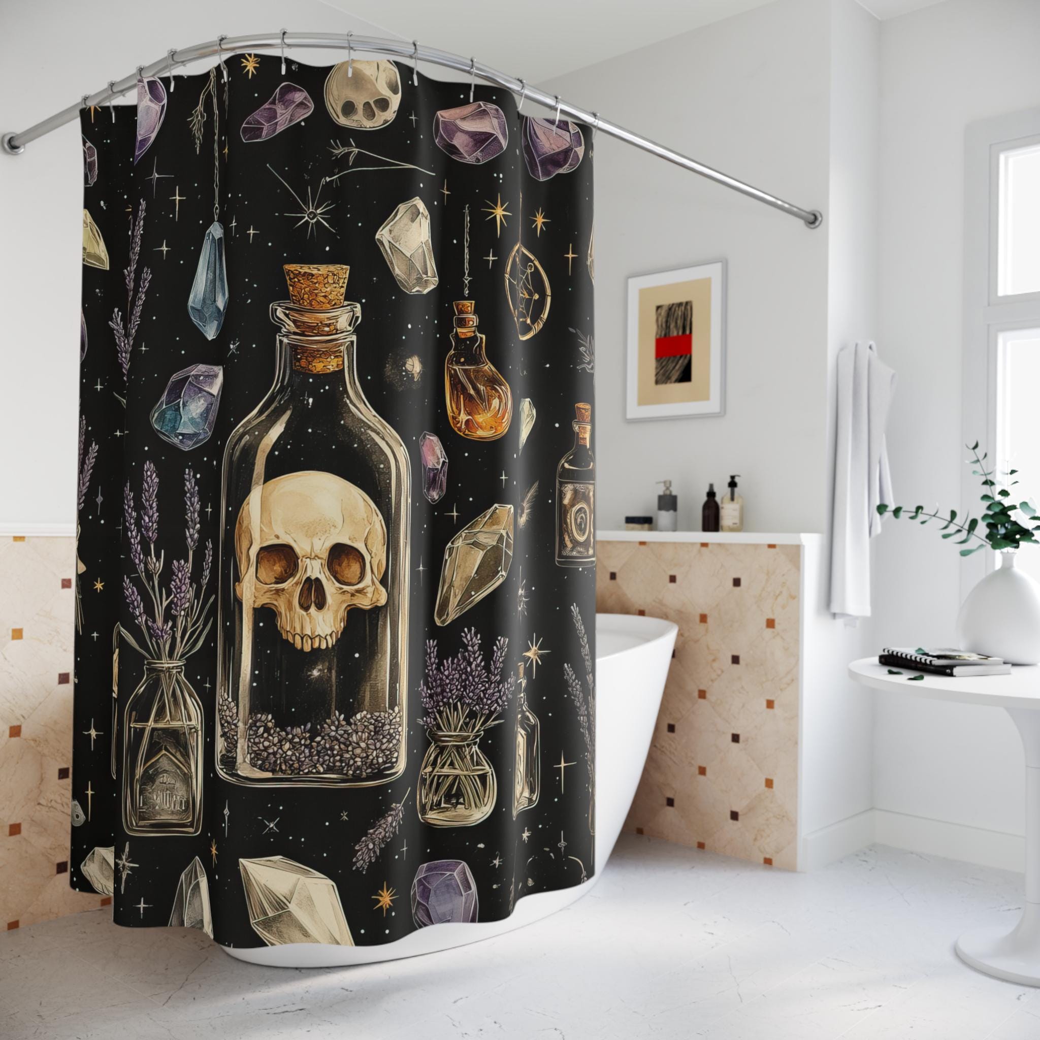 Mocsicka Duschvorhang Vintage Halloween – Wasserdicht, 180x180 Cm, Mit 12 Haken