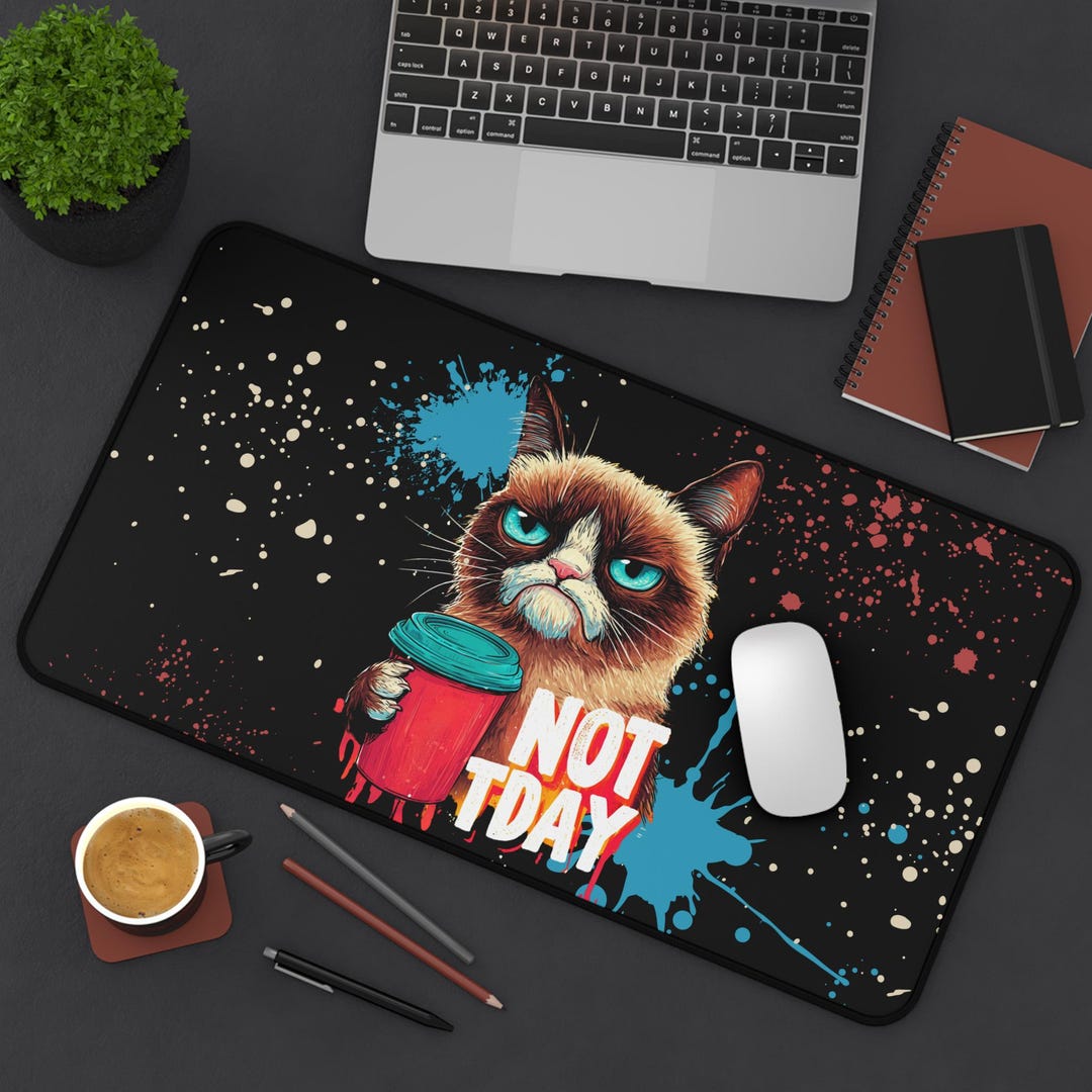Grumpy Cat Desk Mat: Funny Cat Lover Office Decor. - Etsy