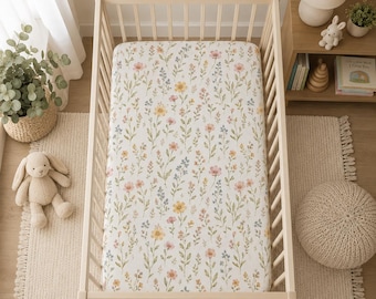 Wildflower Baby Crib Sheet | Floral Nursery Bedding